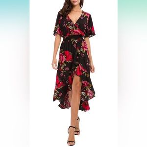 Hawaiian print high low dress